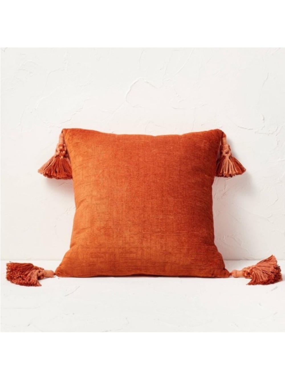 Opalhouse Jungalow  18” x 18”  Orange Tassel Accent Pillow